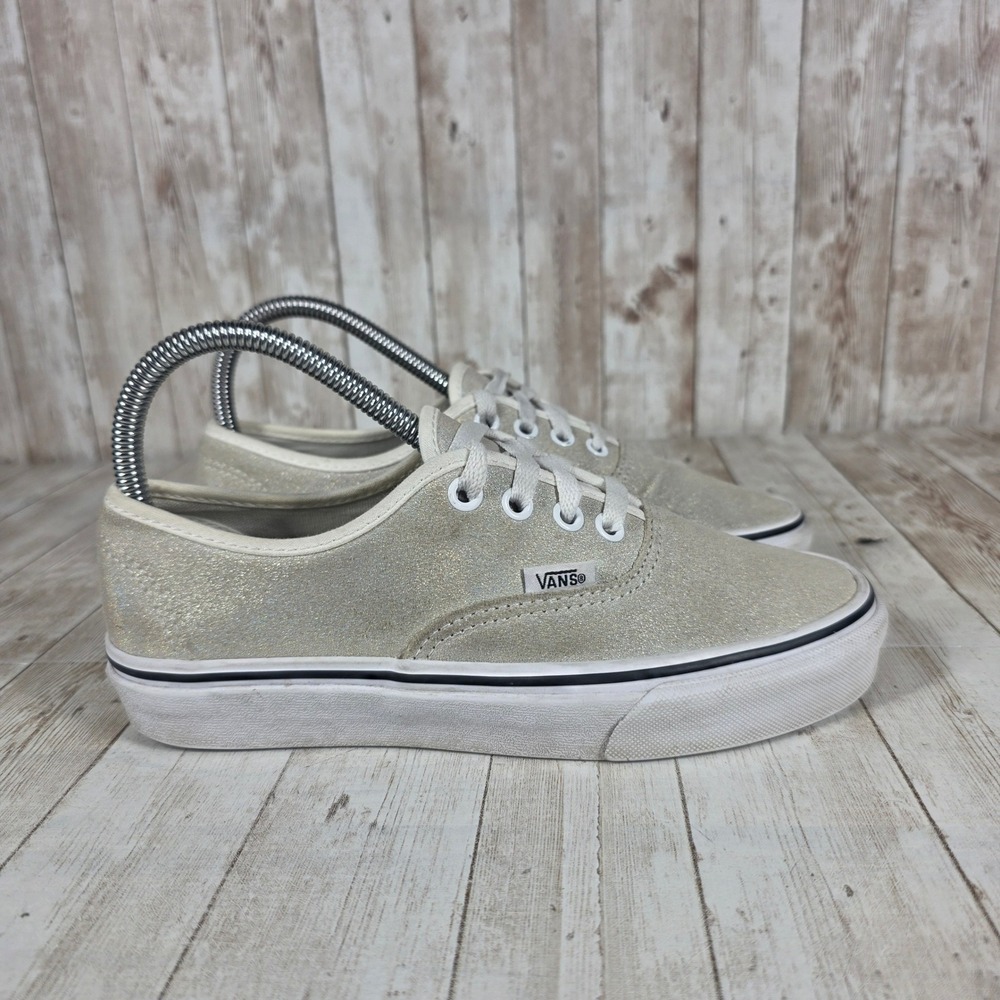 Vans Authentic Glitter Sparkle Low‎ Top Sneakers Women's Size 6.5 Beige